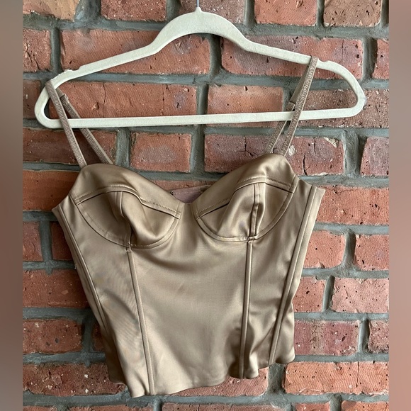 Aritzia Satin Bronze Corset Top - Picture 1 of 3